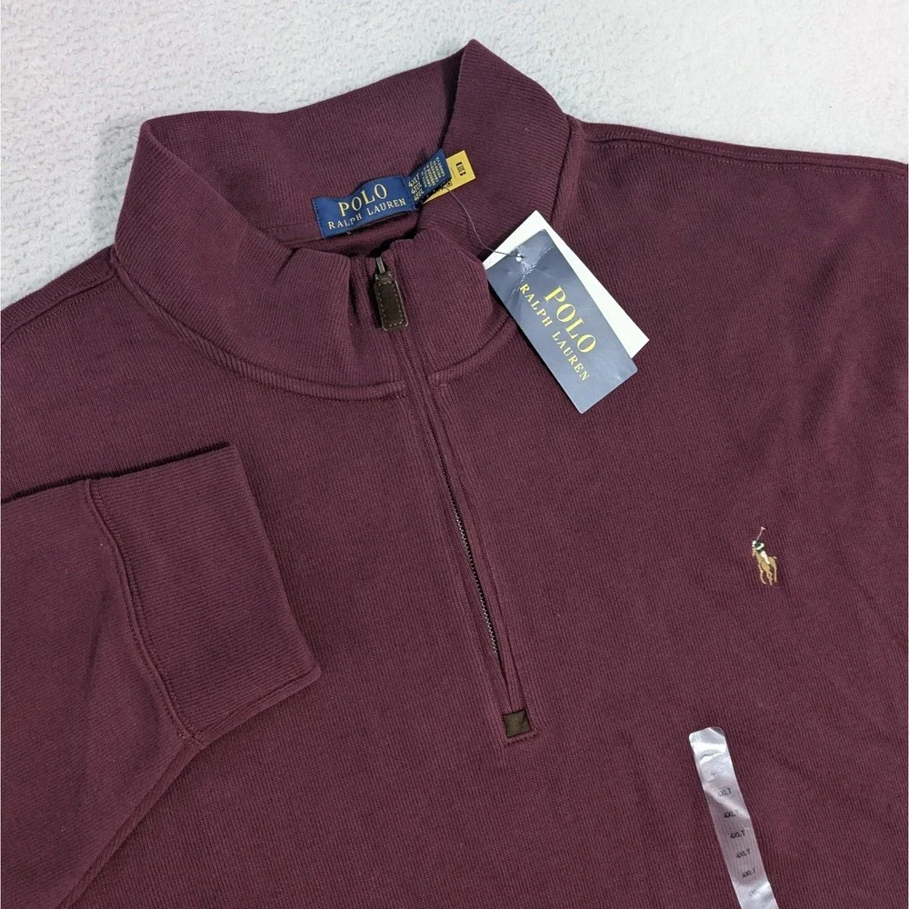 NEW Polo Ralph Lauren 1/4 Zip Pullover Sweater Mens 4XLT Red Burgundy Flesh Pony